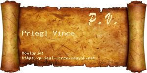Priegl Vince névjegykártya